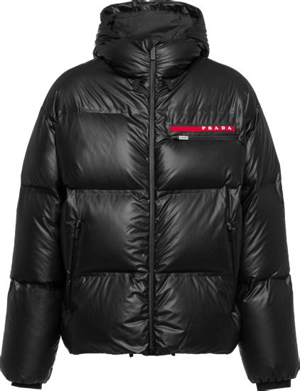 prada puffer jacket mens black|prada linea rossa puffer jacket.